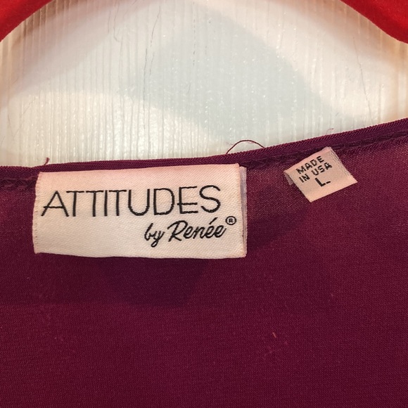 Women's Purple Wrap Around Knit Top/Blouse By Attitudes by Renee. Size L - Picture 5 of 10